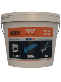 Tile Leveling System Set – Bucket with Clips 2mm, Wedges & Pliers